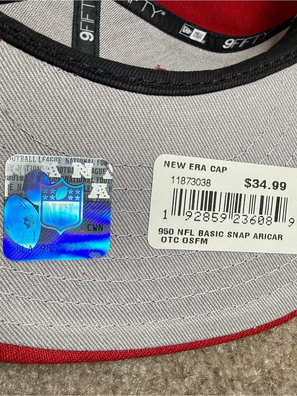 Arizona Cardinals Hat New Era 9Fifty Snapback Flat Bill Essential Plain Back NWT
